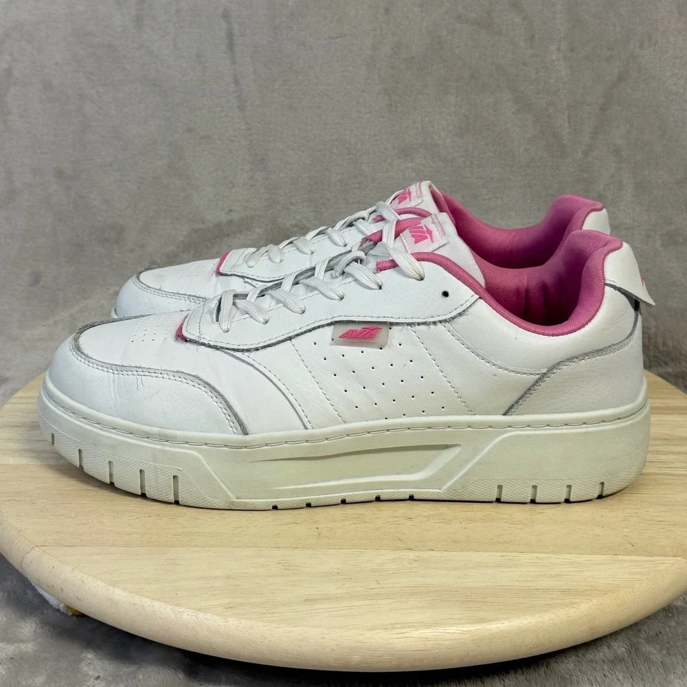 Avia Womens WMAV43GX003 White Pink Platform Sneakers Shoes Sz 11 Low Top Leather